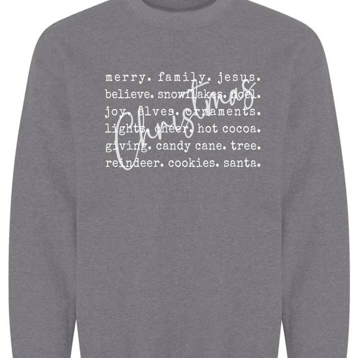 Kiki's Boutique - Wholesale Graphic Sweatshirt - Women's - Christmas Words Crewneck Sweatshirt4