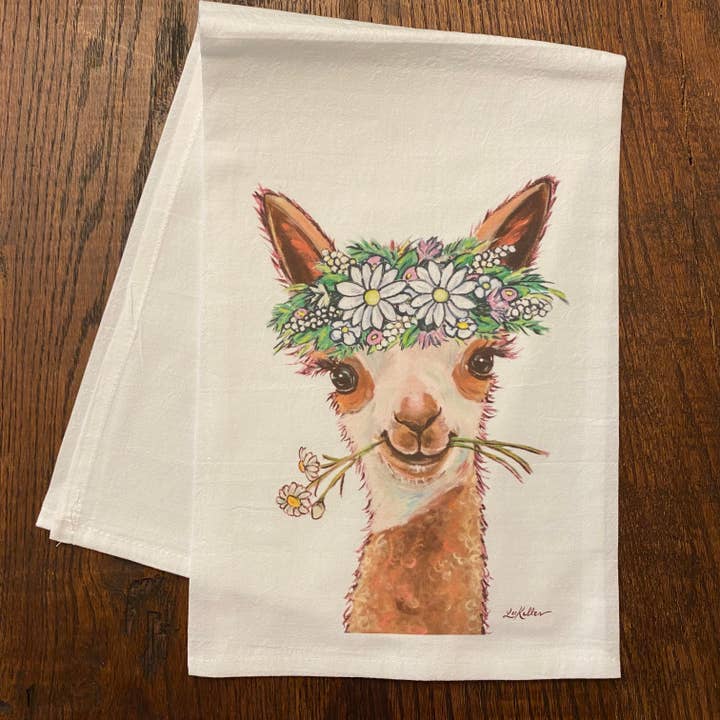 Hippie Hound Studios - Venta al por mayor Paños de cocina - Paño de cocina de alpaca, toalla tipo saco de harina de alpaca con margaritas