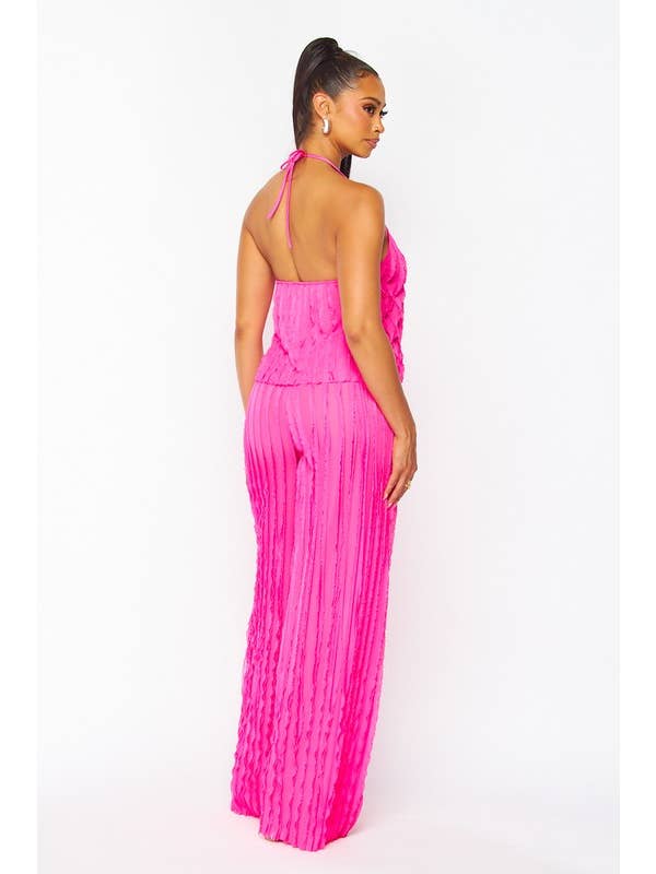 5besties inc - Wholesale Top & Pant Set (NOT Loungewear) - Women's - Halter Neck Ruffle Top and Pants Set