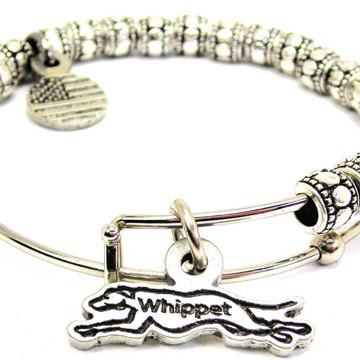 Whippet Metal Beaded Bracelet Dog Mom Dog Lover Pet Mom for wholesale by Chubby Chico Charms