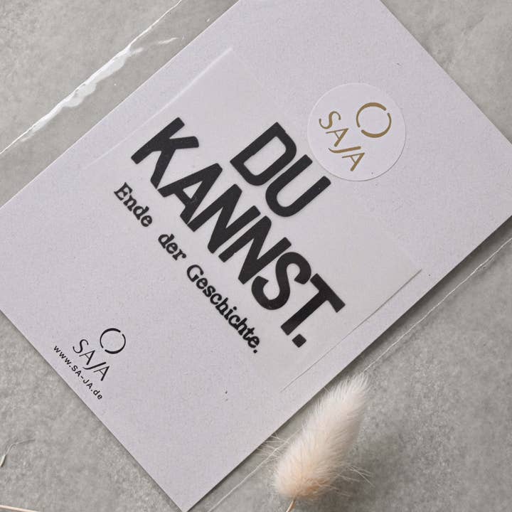 Iron-on transfer "You can - end of story." for wholesale by SAJA Design Atelier