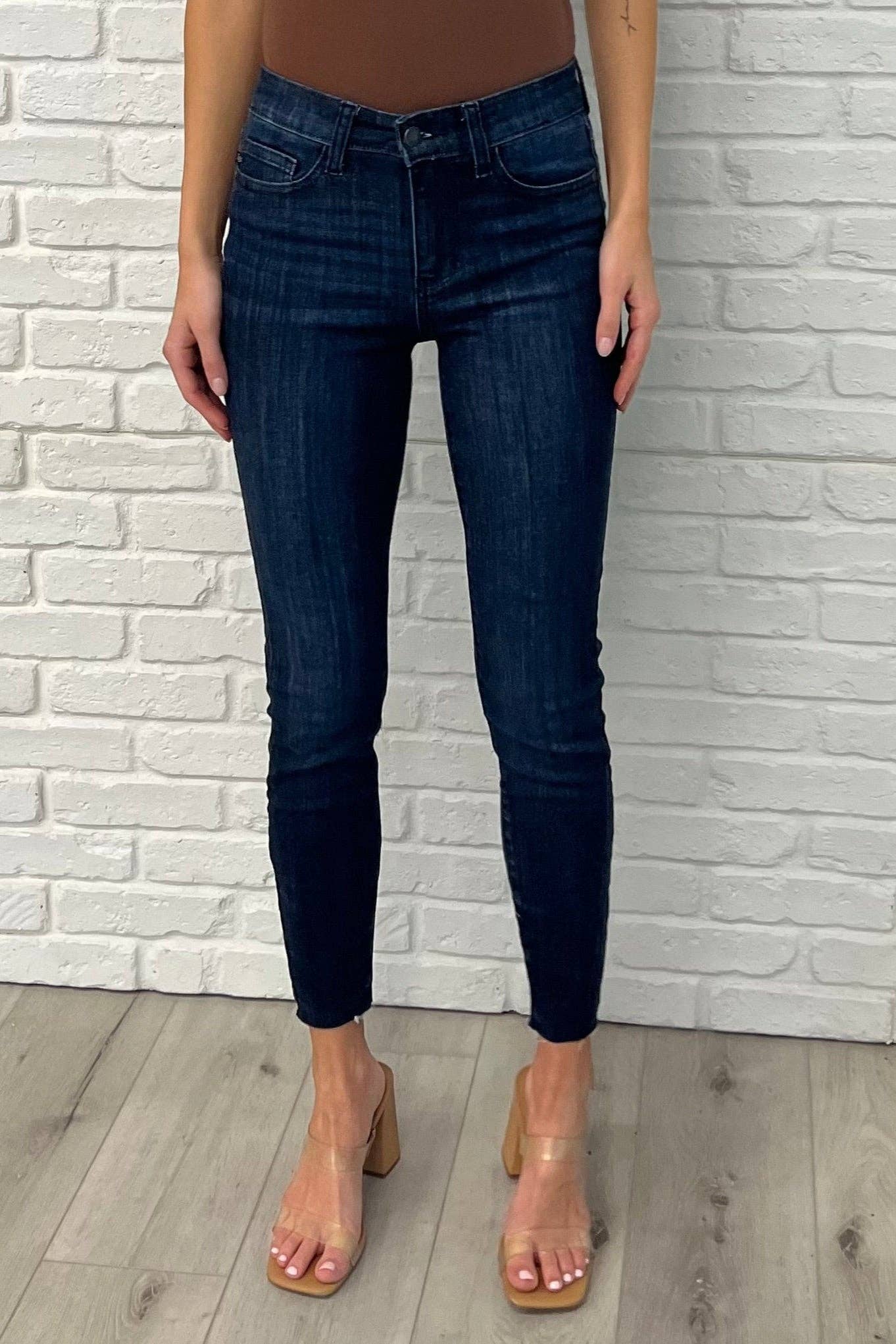 Avenue Wholesale - Wholesale Jeans - Women's - Judy Blue Mid Rise Adjustable Waist Raw Hem Skinny Jeans