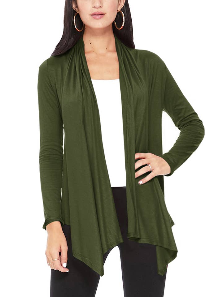 MOA COLLECTION - Wholesale Cardigan - Women's - Women's Solid Casual Outerwear Cardigan5