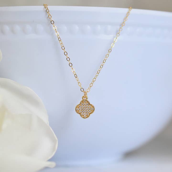 Gold Clover Necklace for wholesale by Designed by Stacey Jewelry