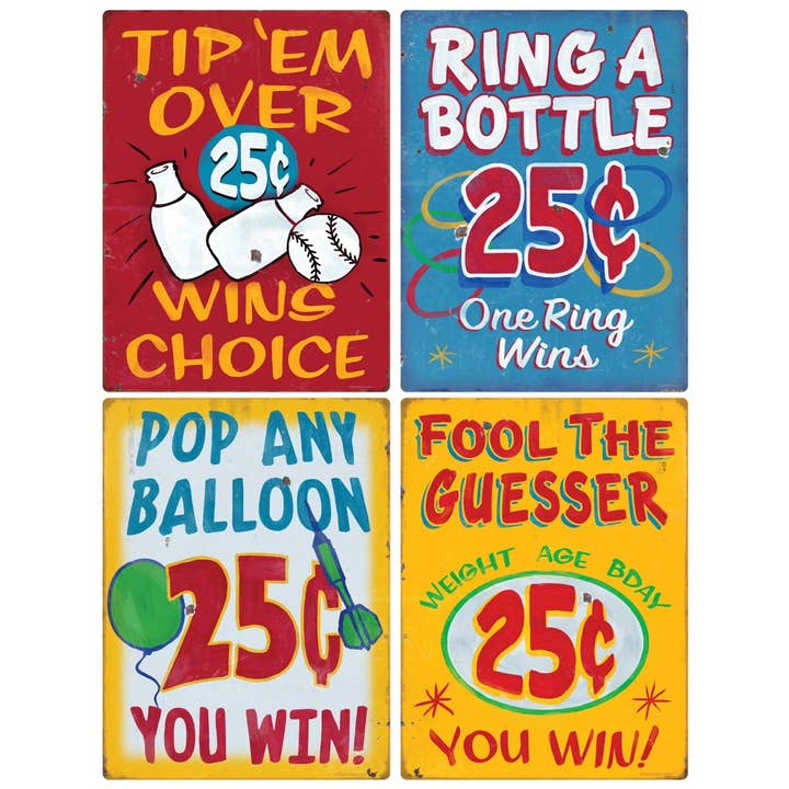 RetroPlanet - Wholesale Wall Decal/Stickers - Carnival Games Midway Arcade Wall Decal Set Of 4