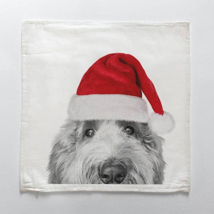 Santa Hat Doodle 4 (Golden) Throw Pillow Cover for wholesale by Perkie Prints