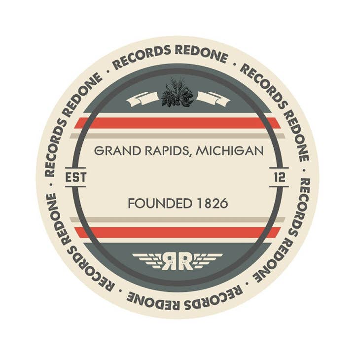Records Redone - Wholesale Wall Accent - Grand Rapids Skyline Records Redone Label Vinyl Record Art