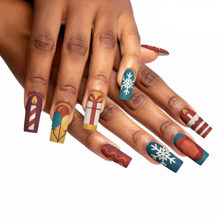 Uñas Postizas Fiesta de Cumpleaños Granate para venta al por mayor de FYNE BODY