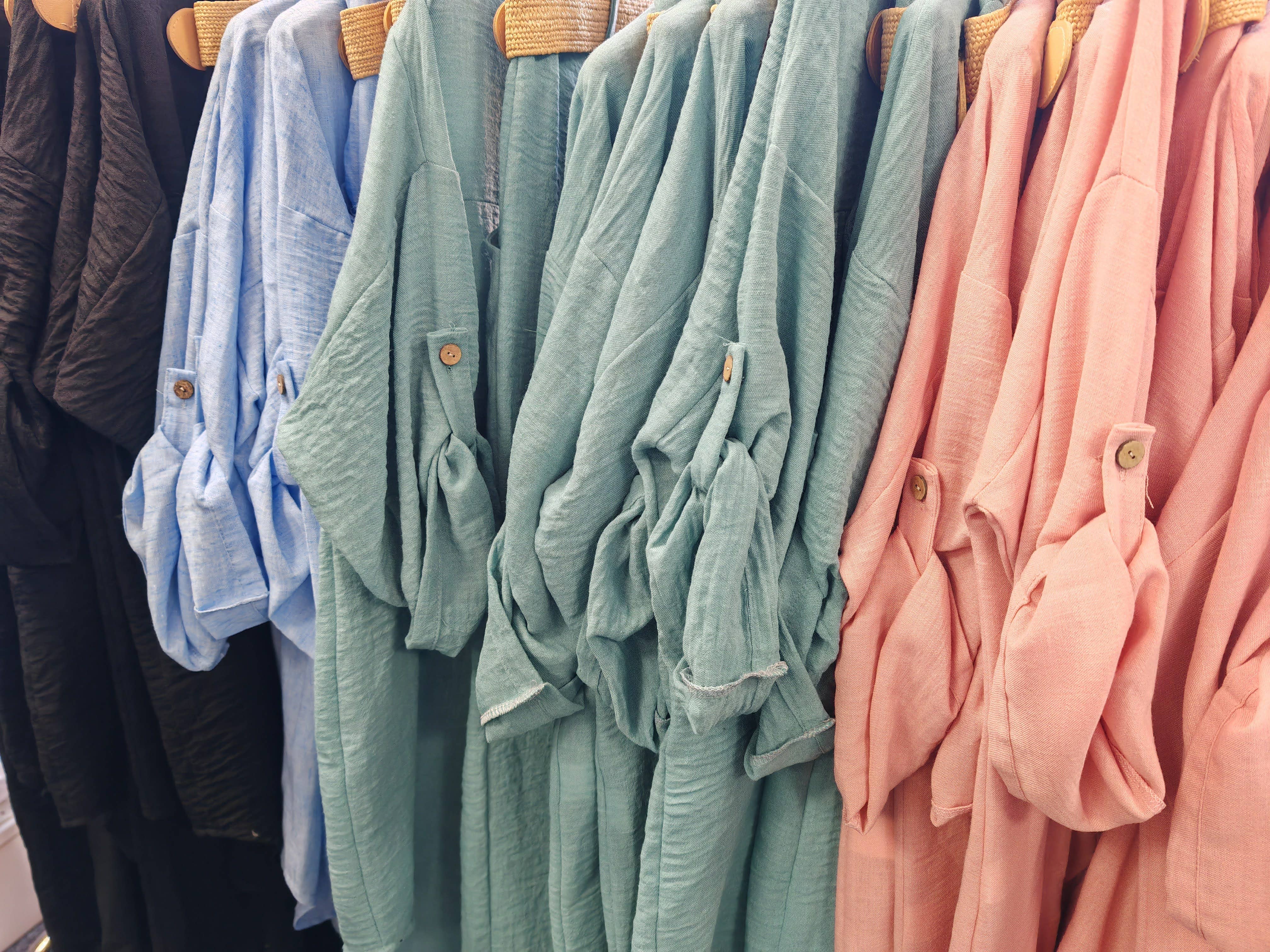 Superbia - Wholesale Button Down Shirt - Women's - Italian One Size Full Button Linen Shirt Blouse with Pocket7