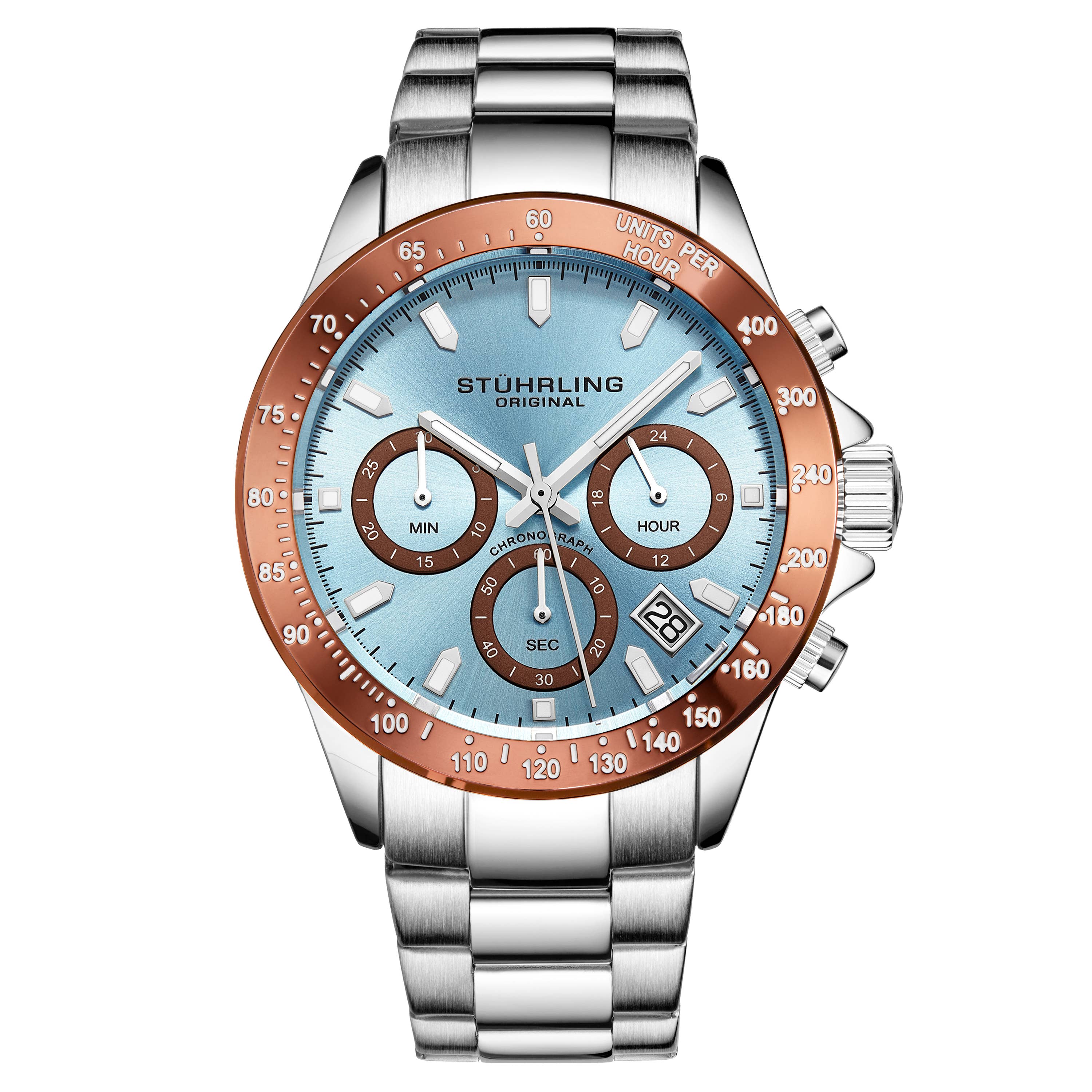 Stuhrling - Vendita all'ingrosso Orologio da polso - Uomo - Ultima 3960 Quarzo 42mm Cronografo - Quadrante Azzurro Chiaro0
