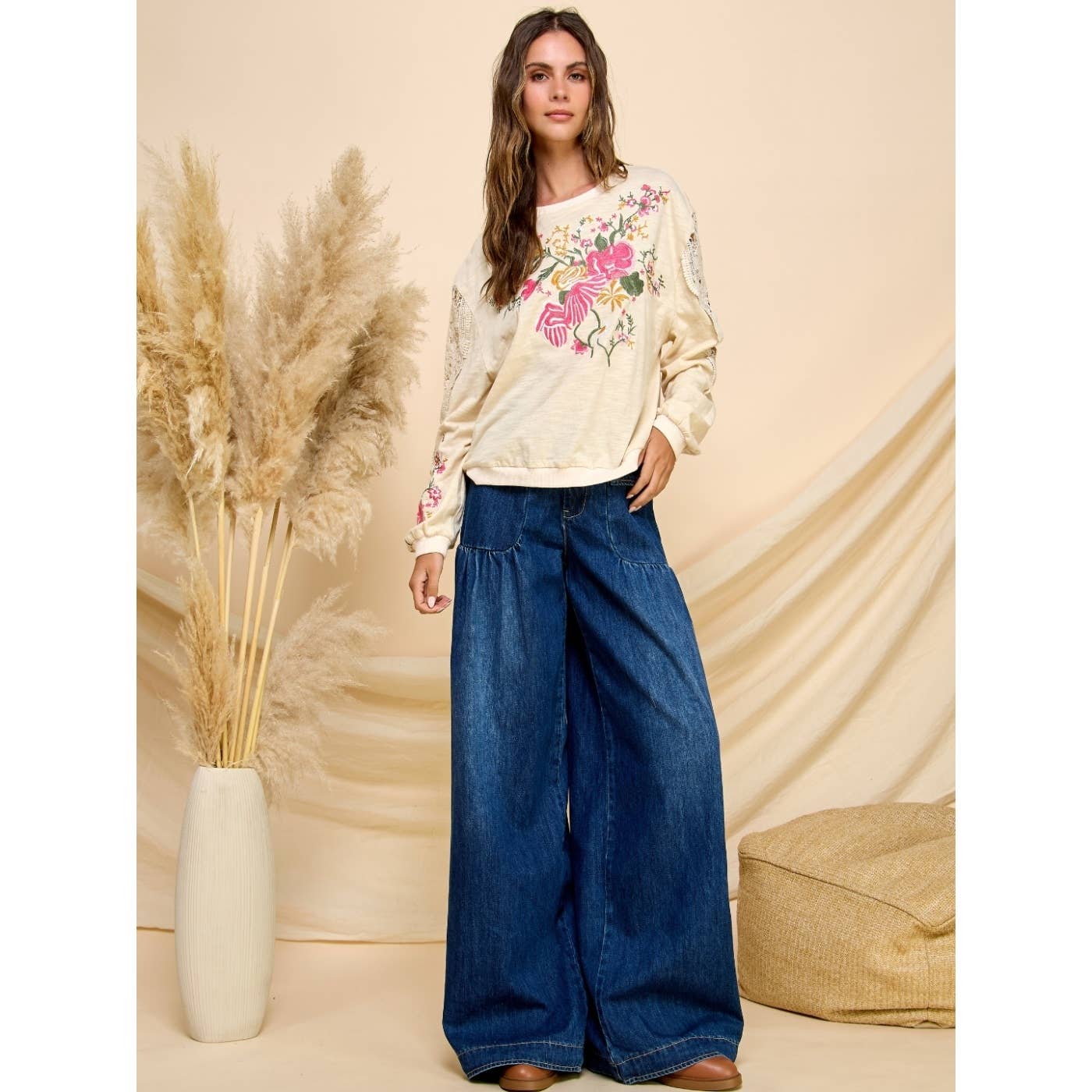 Veveret – wholesale Jeans - Dam – Ankel dragsko breda jeansbyxor7