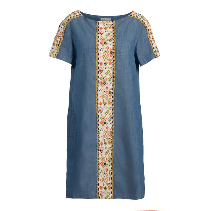 Emily Embroidered Denim Dress for wholesale by Souk Indigo