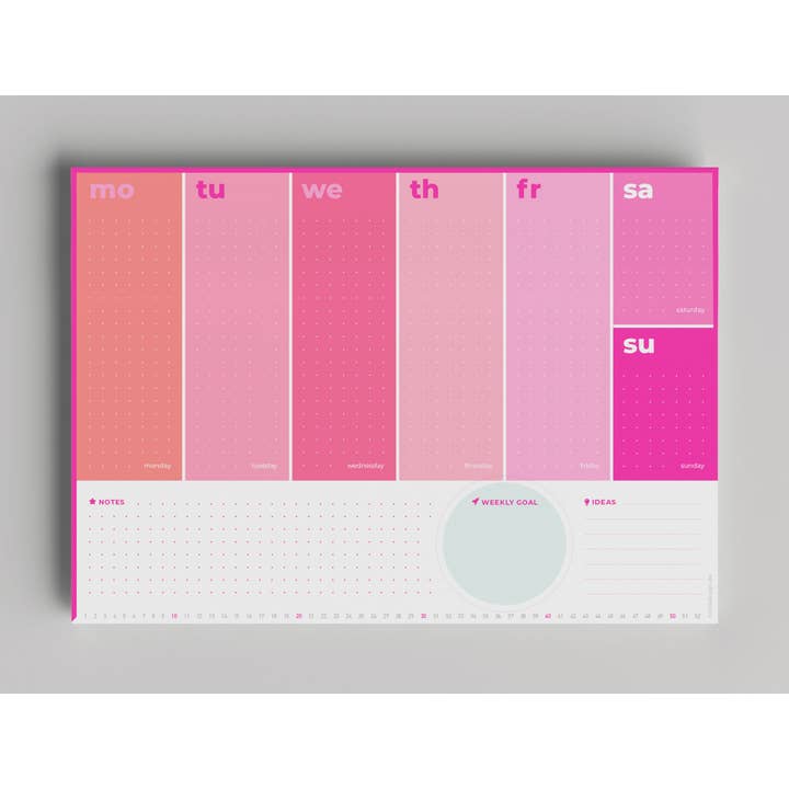 Veckoplanerare A4 - neonstil - rosa för wholesale av nobis design