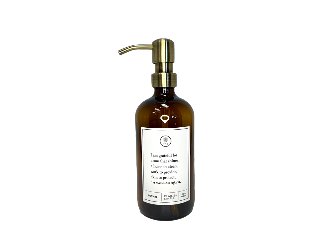 Plains + Simple - Wholesale Soap Dispenser - I Am Grateful Amber Glass Reusable Soap/Lotion Dispenser4