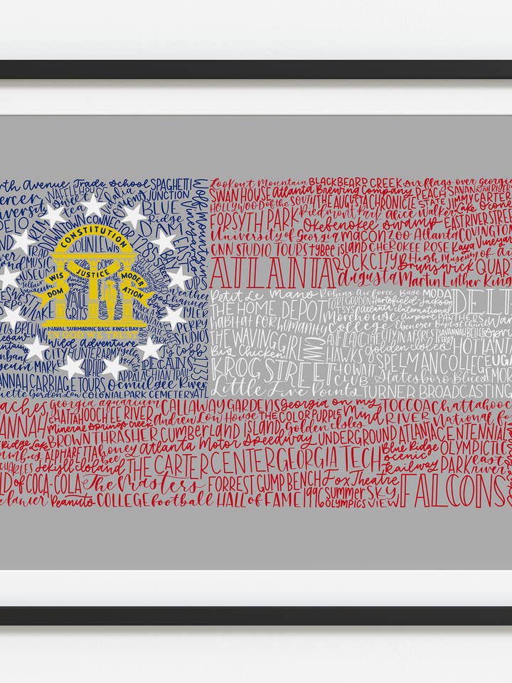 Met de hand geletterde vlag van Georgiƫ 11x14 kunstdruk voor wholesale door the letters mdn