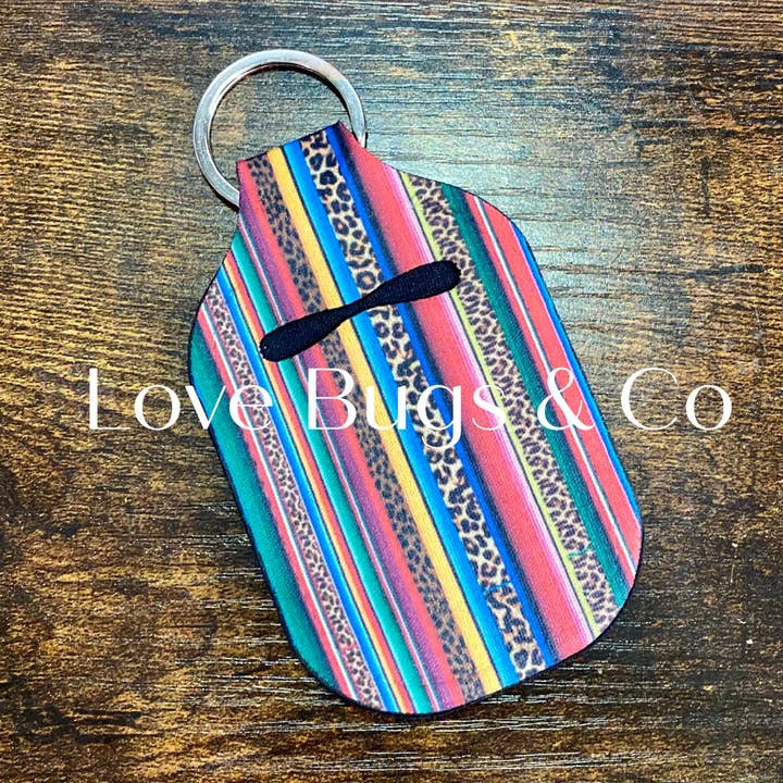 3 Serape Hand Sanitizer Keychains for wholesale by LB & Co Wholesale