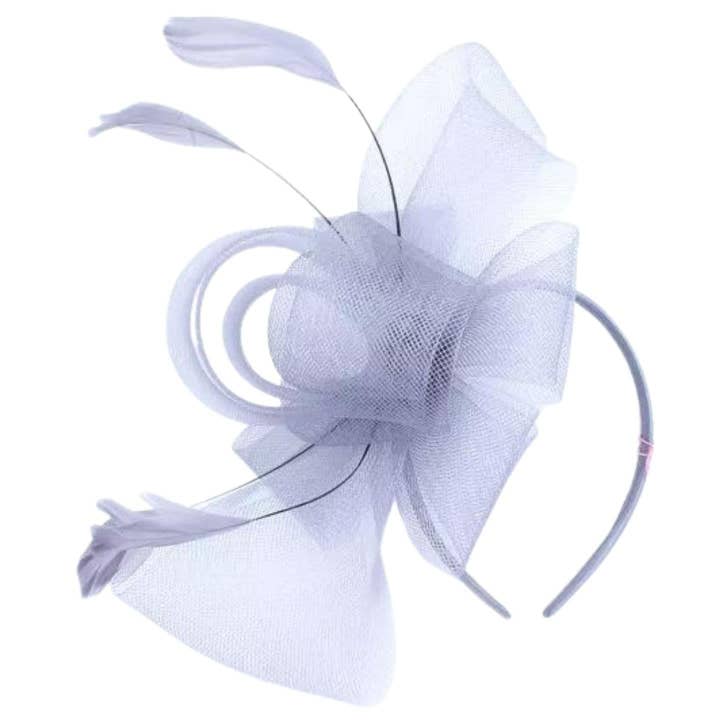 Topkids Accessories - Wholesale Fascinator Hat - Women's - Looped Net & Feather Fascinator Headband Hair Band Fascinators Fascinator Hats