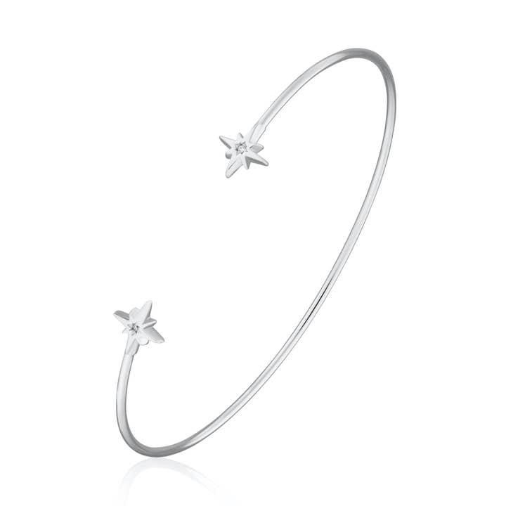 Starburst Open Bangle for wholesale by Scream Pretty - Recycled Sterling Silver Jewellery