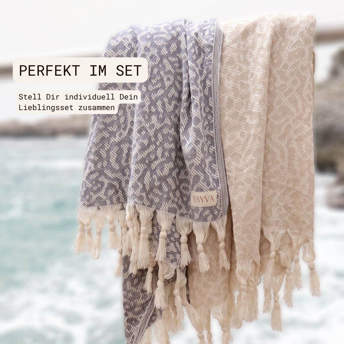 VAYVA - Vente Serviette de plage - Serviette en coton | Serviette de plage | Serviette de hammam Mykonos7