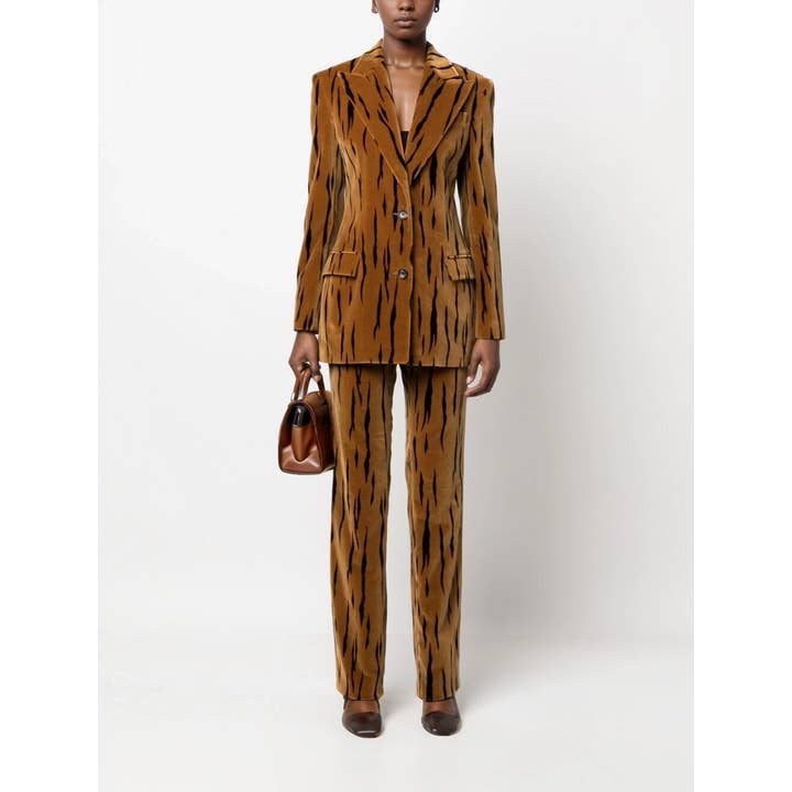 Conjunto de Blazer e Calças com Estampa de Tigre em Veludo SET268Y para 2025 por atacado de Productseeker