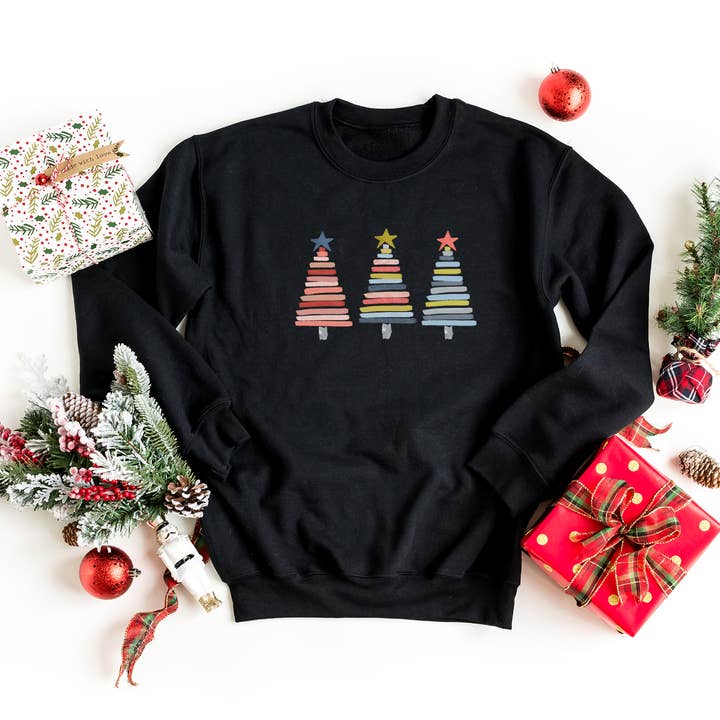 Colorful Christmas Trees | Sweatshirt for wholesale by Olive And Ivory Wholesale
