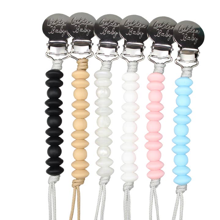 Jeanie Pacifier Clip // Solid Colors for wholesale by Golden Baby