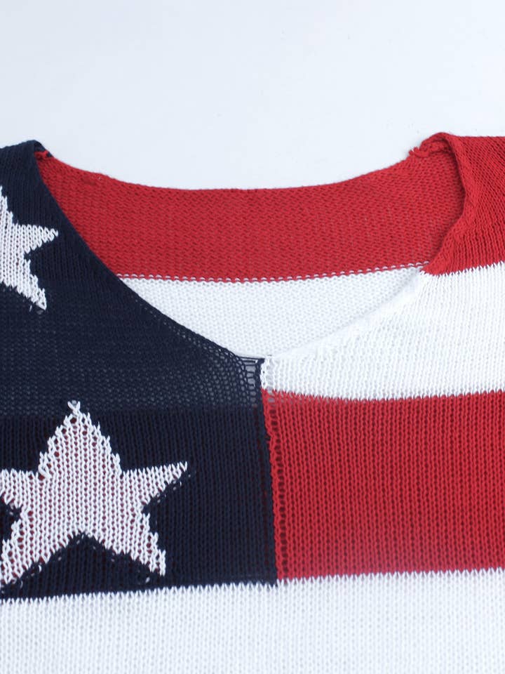 Printed 4th Of July Knit Summer American Flag Sweater for wholesale on Faire2