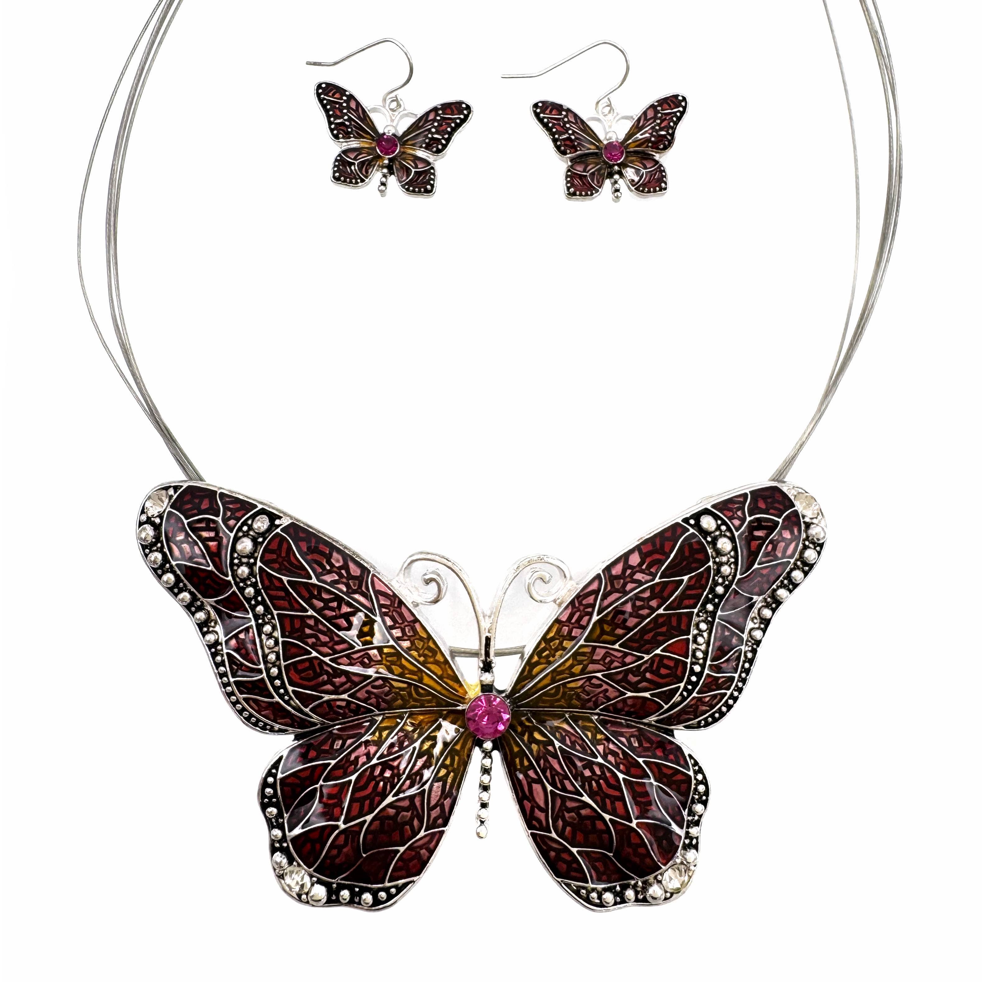 Lunar Deer - Wholesale Jewelry Set - Beautiful Butterfly Wire Necklace Earrings Set1