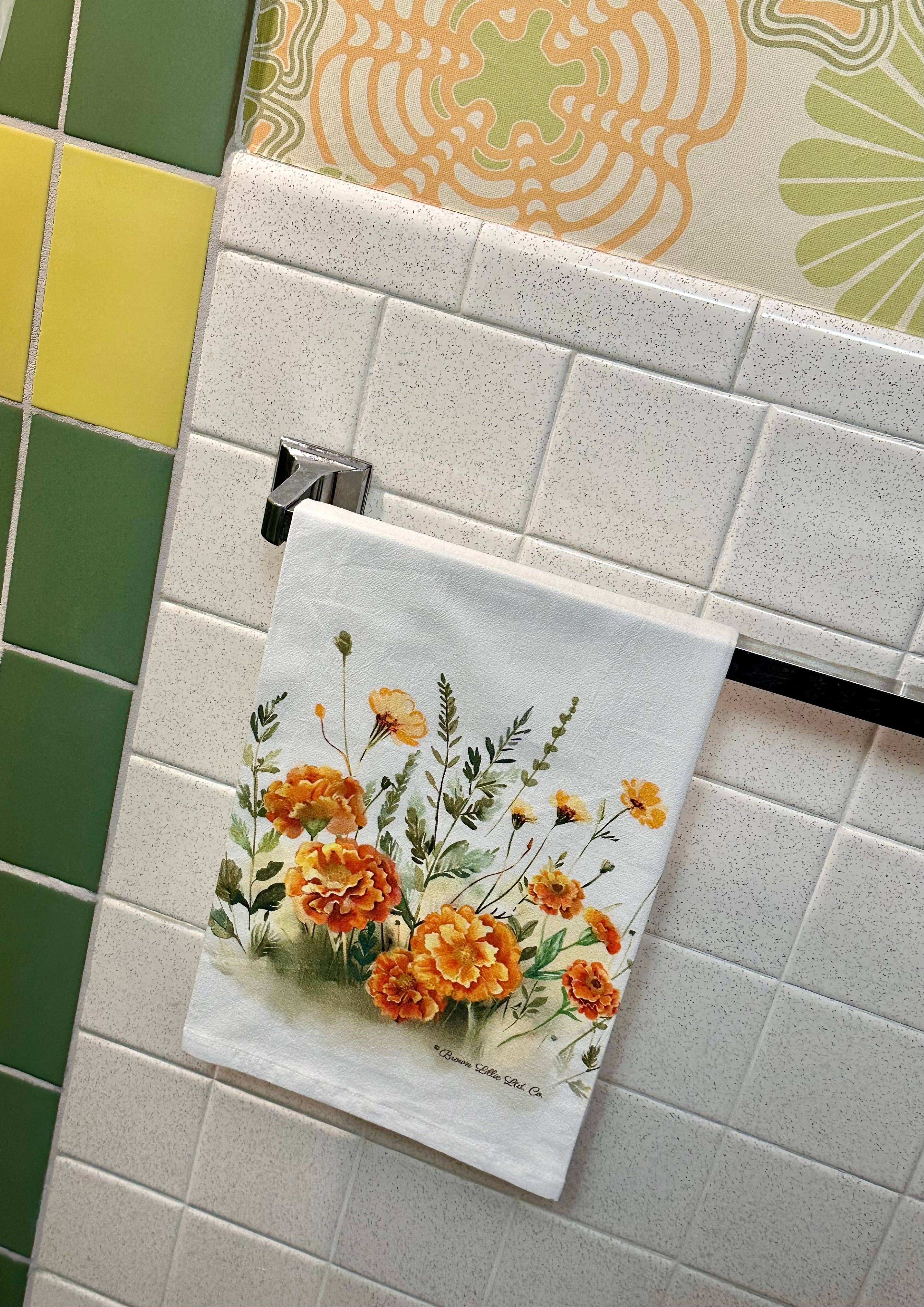 Brown Lillie – Großhandel Geschirrtücher – Orange Ringelblumen 28" Bestes Geschirrtuch | 100% ringgesponnene Baumwolle5