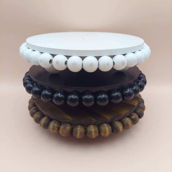 Crafty Wood Studios - Wholesale Desk Riser - 4" Round Mini Wood Beaded Short Riser