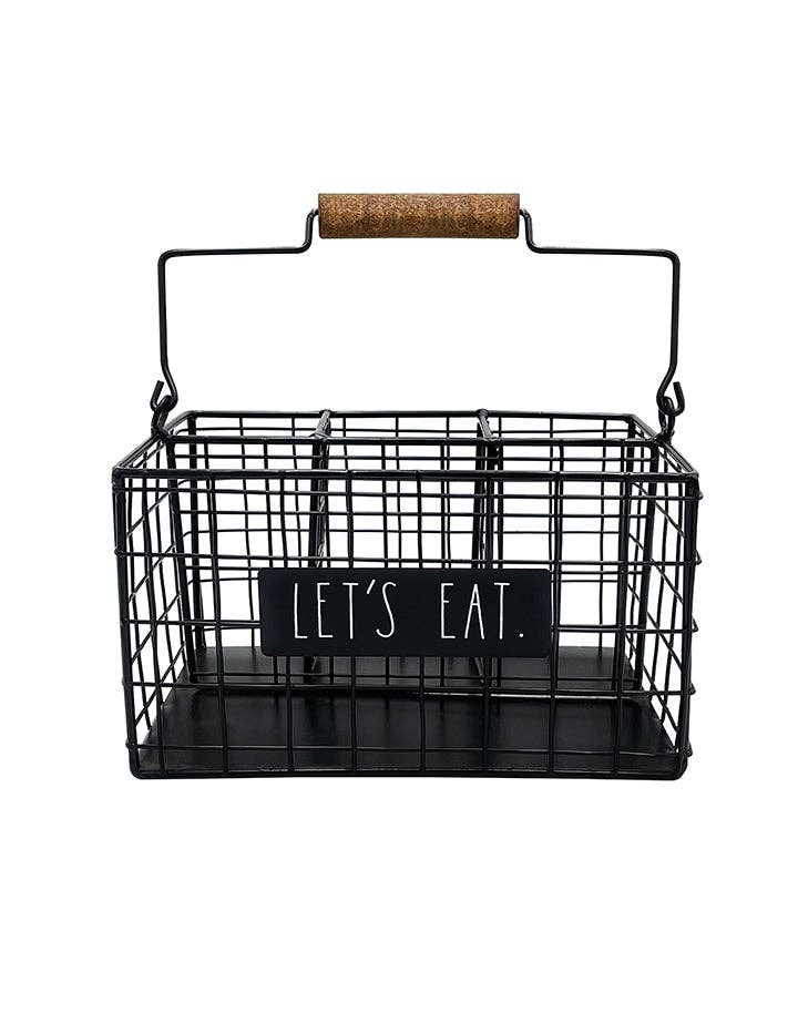 DesignStyles Home - Wholesale Utensil holder - Rae Dunn 6-Sections Black Metal Kitchen Utensil and Silverwa