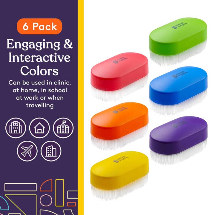 Special Supplies - Wholesale Body Brush - Sensory Brush Therapressure Therapy Brush for Occupational and Sensory Brushing, 6 Pack, Stimulating and Calming Tools for Kids and Adults, Soft Flexible Bristles, Latex Free