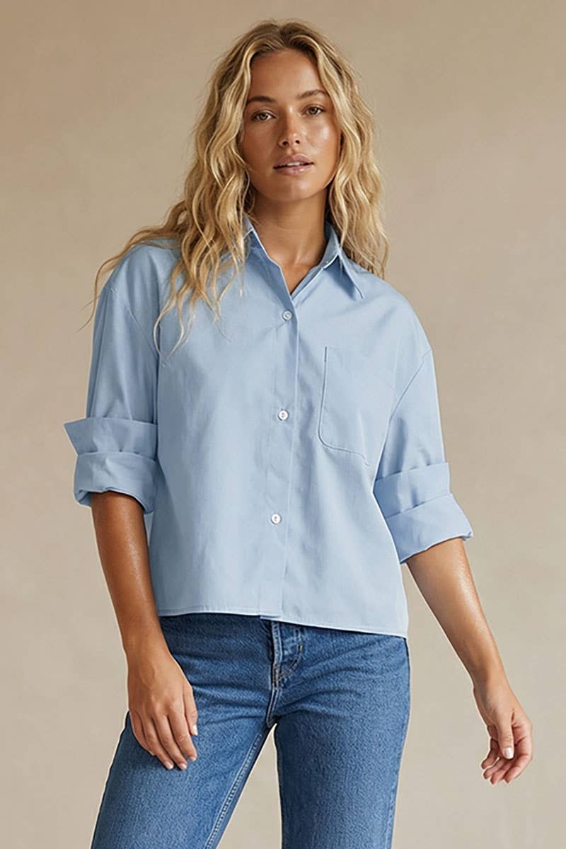 Naked Zebra - Wholesale Blouse - Women's - Rolled Sleeve Button Up Blouse13