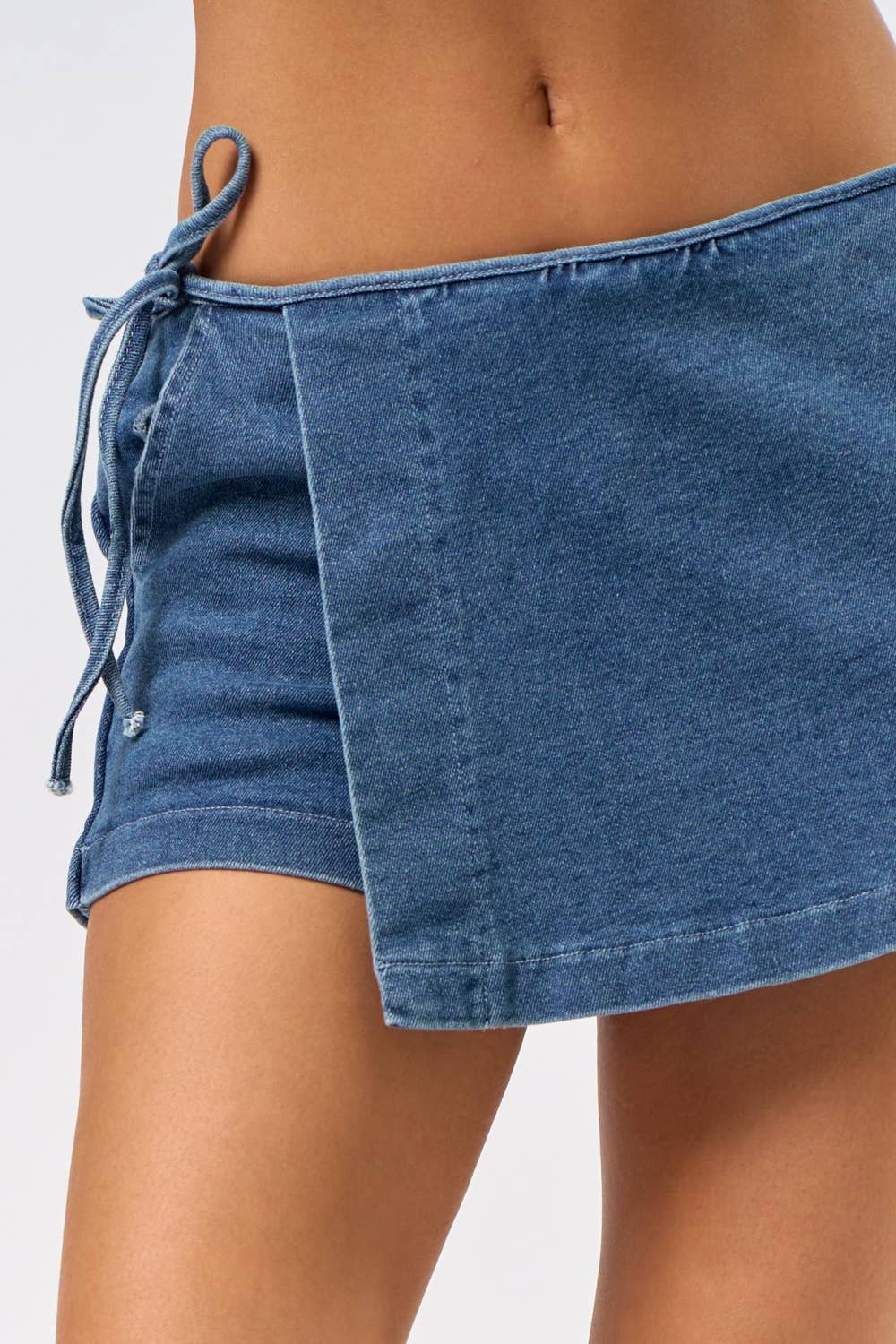 Denim Wrap Skirt with Built-In Shorts for wholesale on Faire1