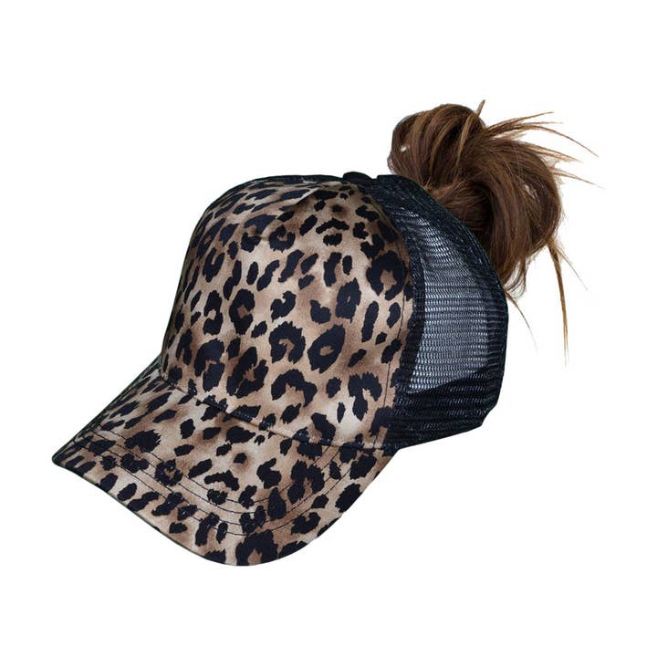 Buck Wholesale - Wholesale Ponytail Cap - Women's - Ponytail Animal Print Trucker Hats - BK Caps Women Fashion