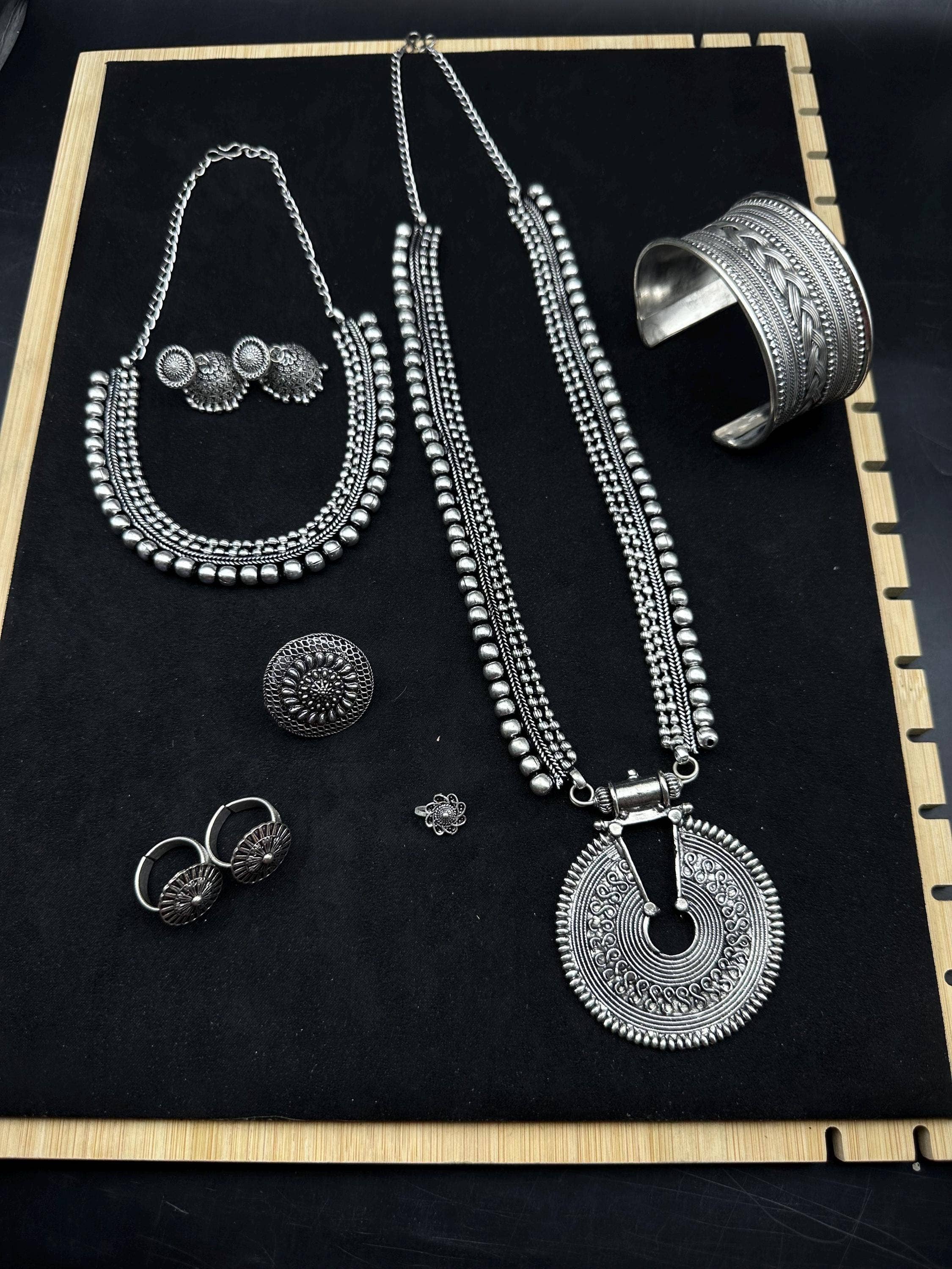 Vastrabhushan - Wholesale Jewelry Set - Rajasthani Oxidised Long Necklace Set with Temple Jewelry0