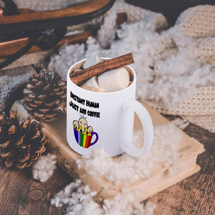 3dRose - Venta al por mayor Taza - 3dRose, Divertido y Lindo Humano Instantáneo Solo Añade Café Caricatura, Taza11