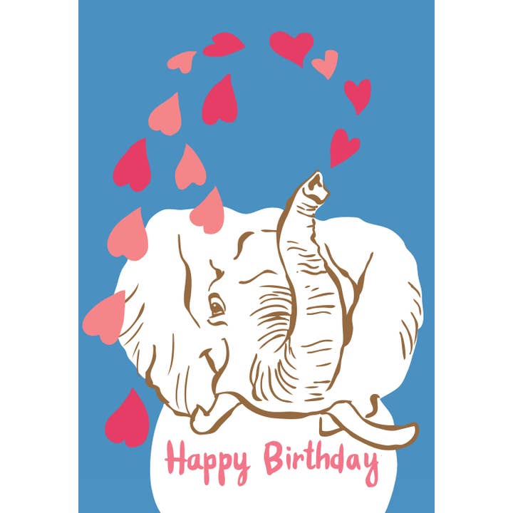 RHB-160 Elefant & Hearts - Geburtstags-Kunstdruck für den Großhandel von Rigel Paper