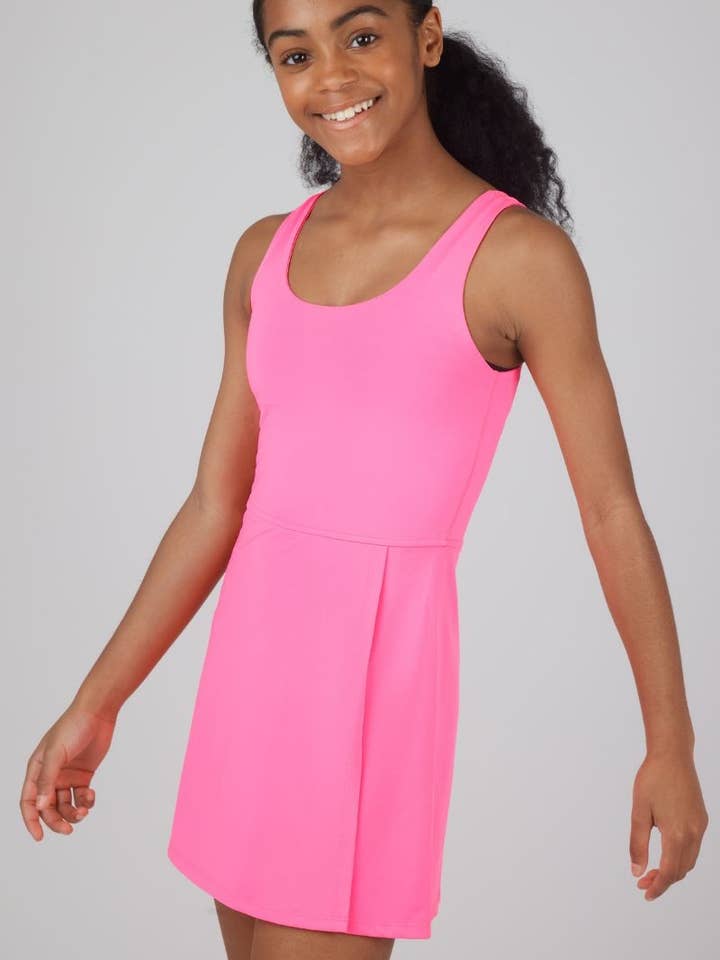 90 Degree by Reflex & Yogalicious - Wholesale Athletic Dress - Kids - Girls Athletic Active Tennis Dress with Inner Shorts 5