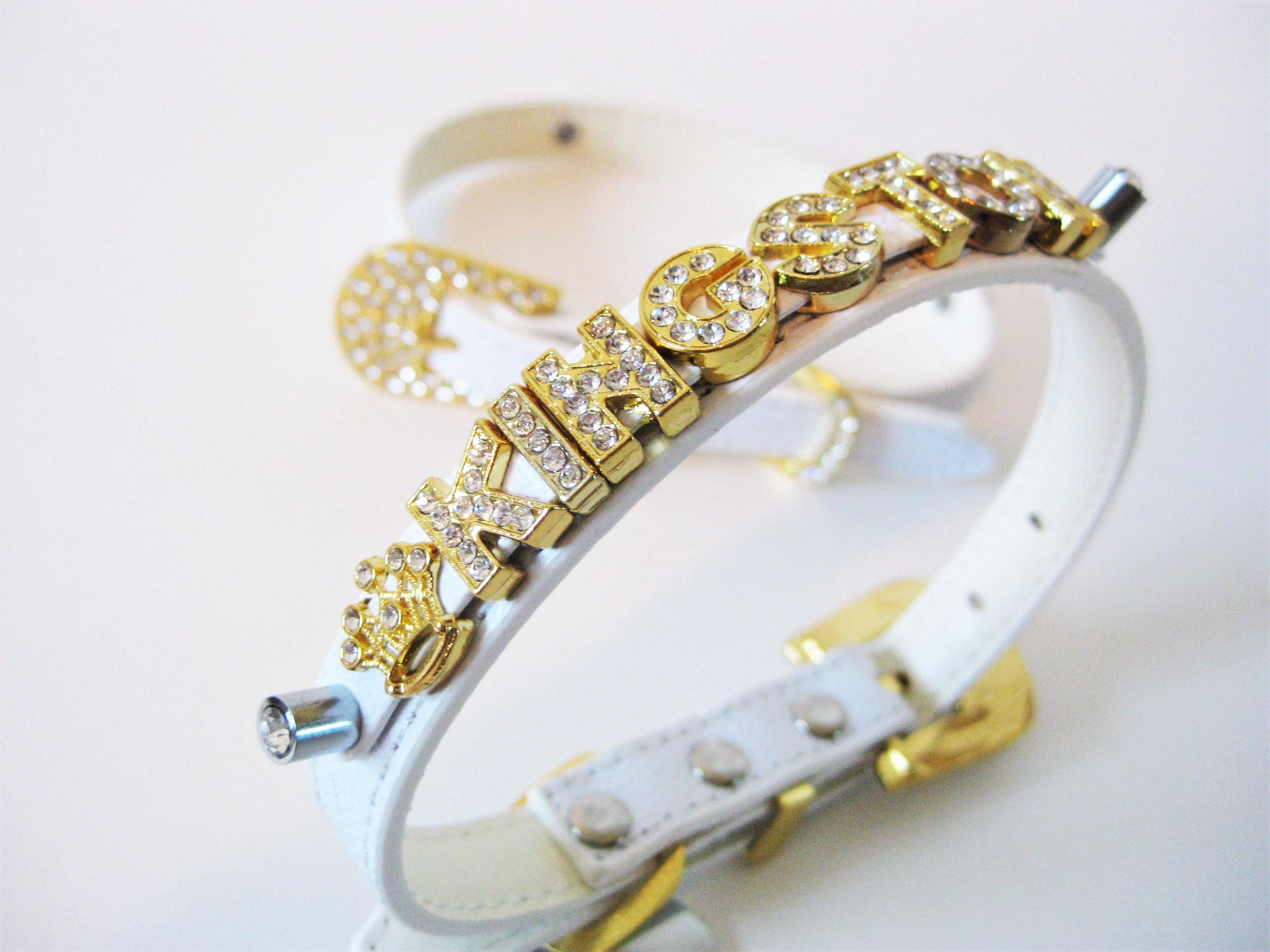 House of FurBaby - Wholesale Pet Collar - Cat/Dog - Personalized Pet Collar | White, Gold Bling0