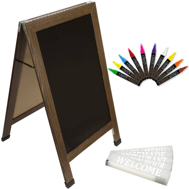Rustic Sandwich Board Sidewalk Chalkboard Sign 40x23 Standing Sign for wholesale on Faire