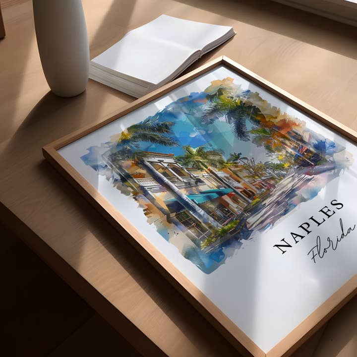 Premium Travel Art - Wholesale Art Print - Naples Florida Art Print, Naples Print, Naples FL Wall Art, Naples Gift, Travel Print, Travel Poster, Travel Gift, Housewarming Gift