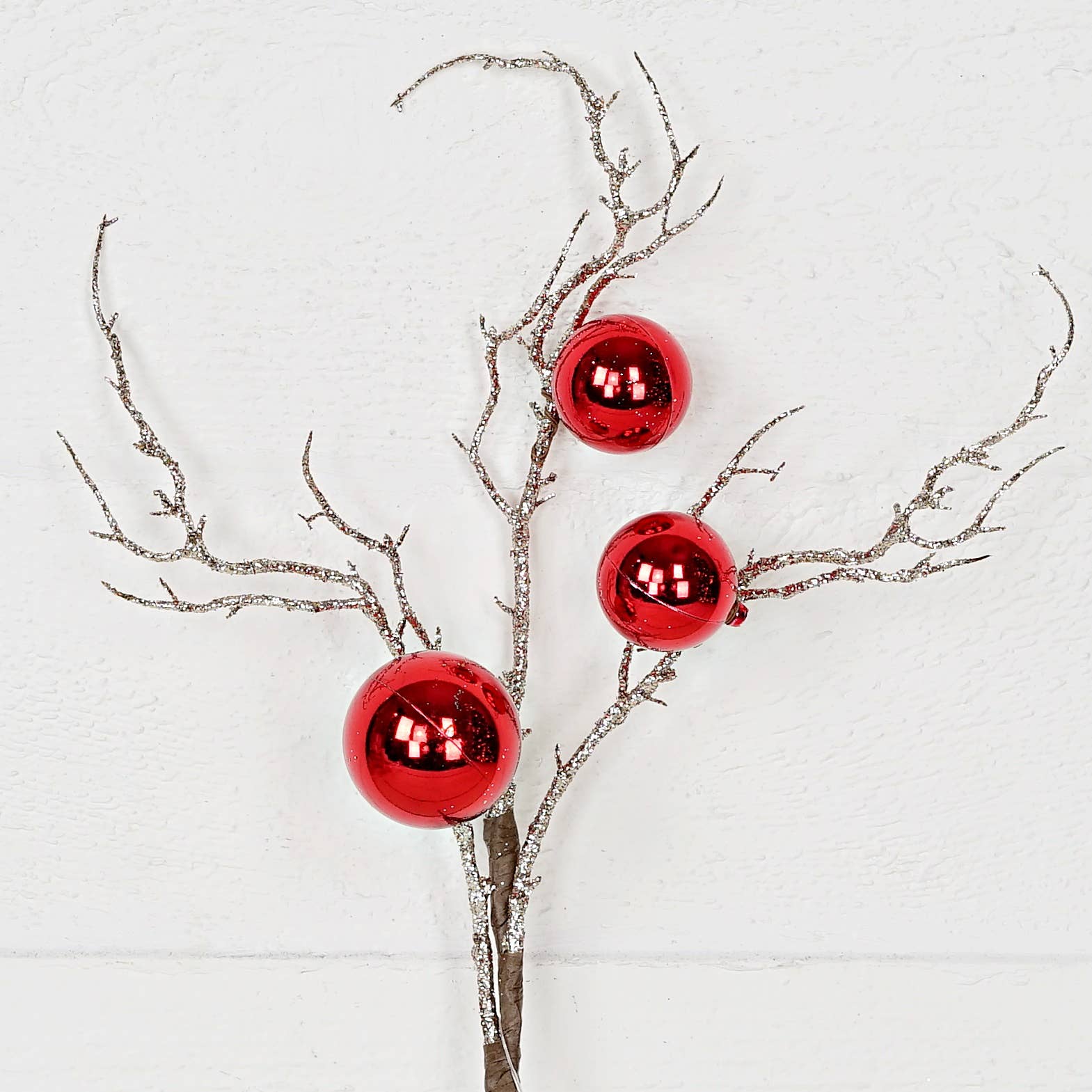 Holiday Depot Inc. - Wholesale Christmas Decoration - 29766- 20in Glitter Twig Pick with Balls-Red-3