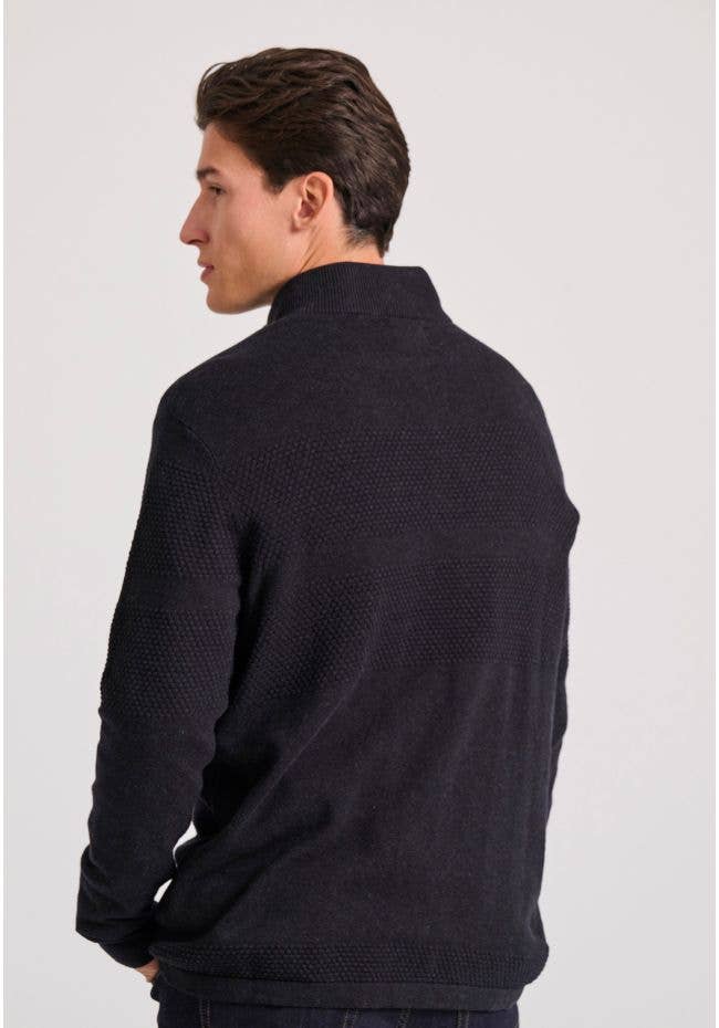 Funky Buddha - Vendita all'ingrosso Maglione tricot - Uomo - Pullover da uomo con mezza zip e motivo a cialda3