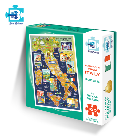 Blue Lobster Puzzles - Wholesale Puzzle - Kids - Postcards from Italy 100 Pc Puzzle0