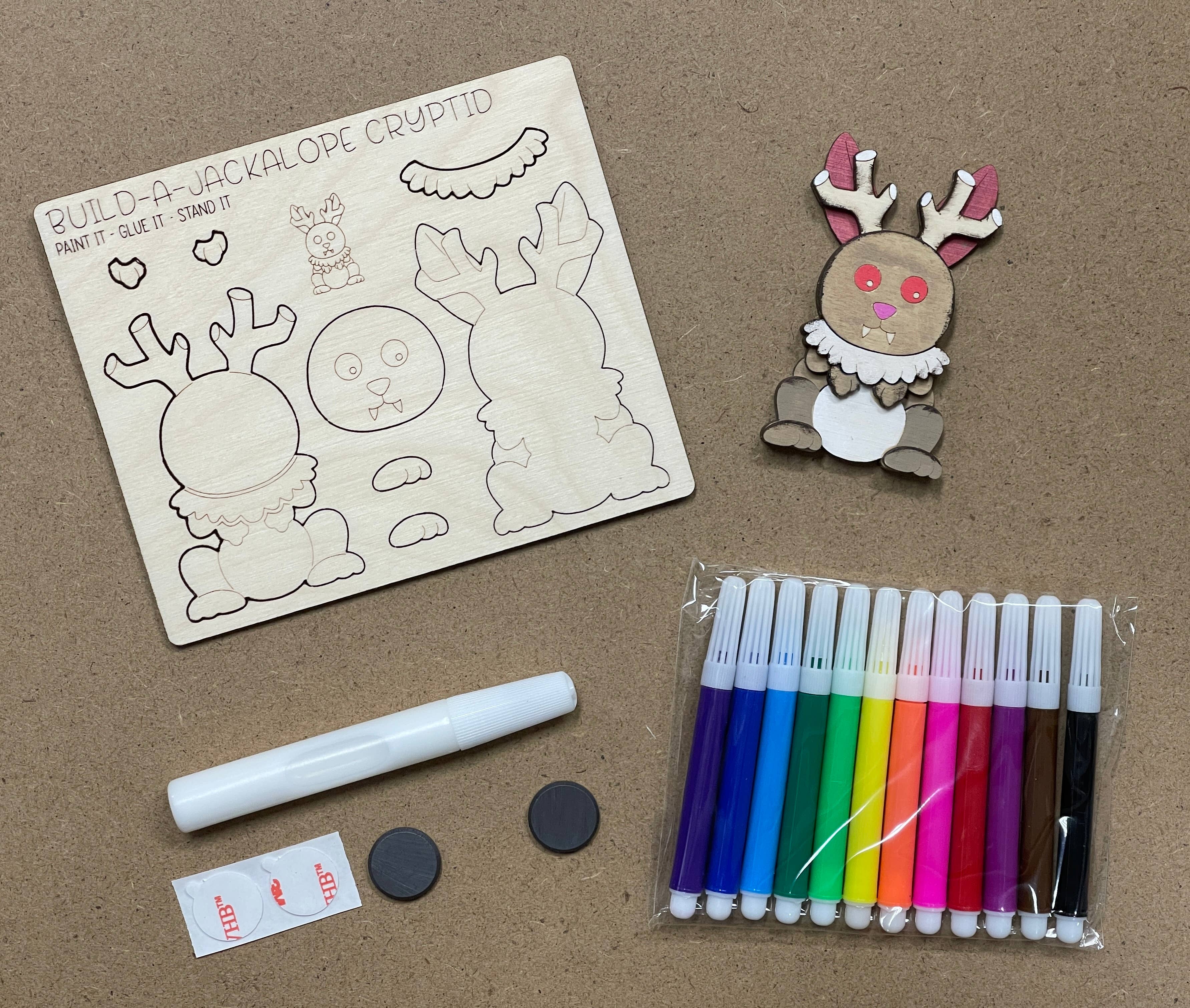 Reclaimed Woodworks Home Decor - Vendita all'ingrosso Kit per lavoretti fai da te - Kit Fai-da-te Magnetico Jackalope KIT ARTIGIANALE MITICO3