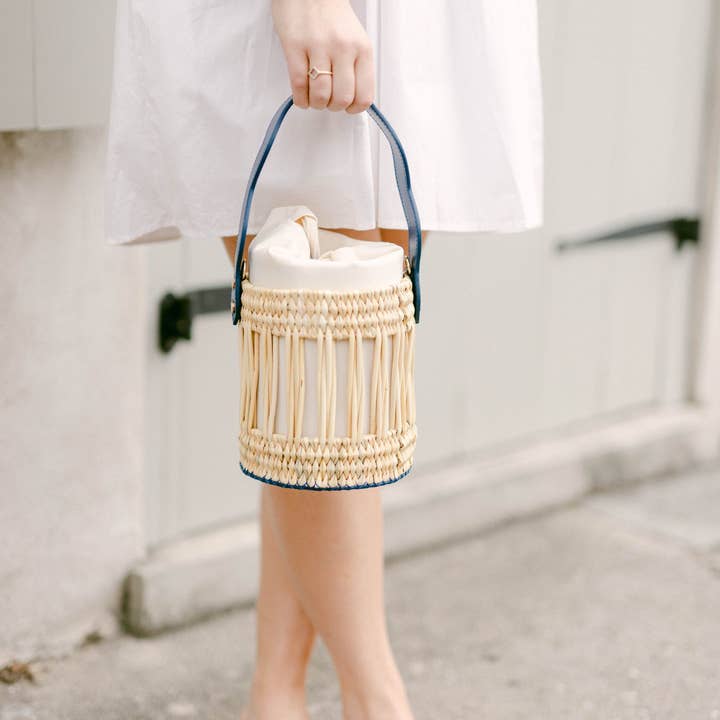 High crafty – wholesale Tote bag – Women's – Emily Woven Bucket Tote Bag – Vegan Leather & Reed Weave1