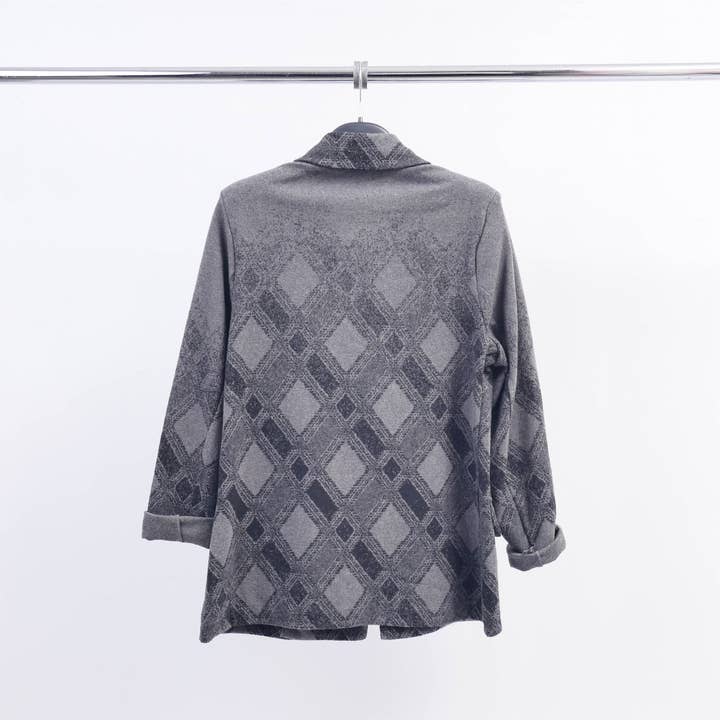 Grey Plaid blazer with flowers and CVA524809 patch for wholesale on Faire5