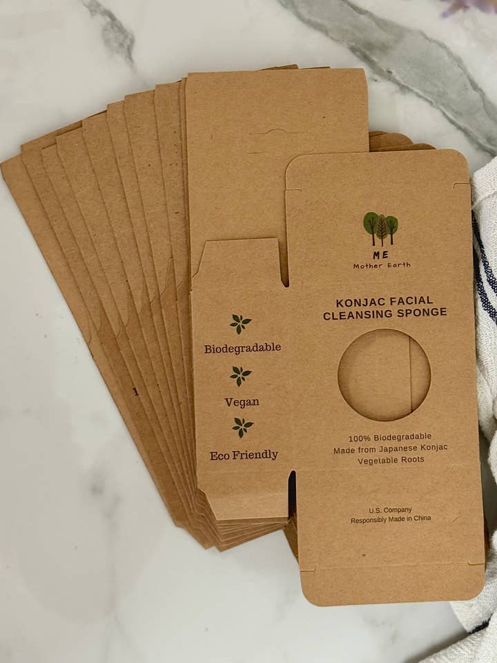 KUN Konjac Sponge-detailbokse for engroshandel hos Me Mother Earth