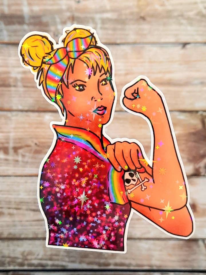 Pegatina de empoderamiento femenino, pegatina Rosie para botella de agua para venta al por mayor de Unsupervised Art